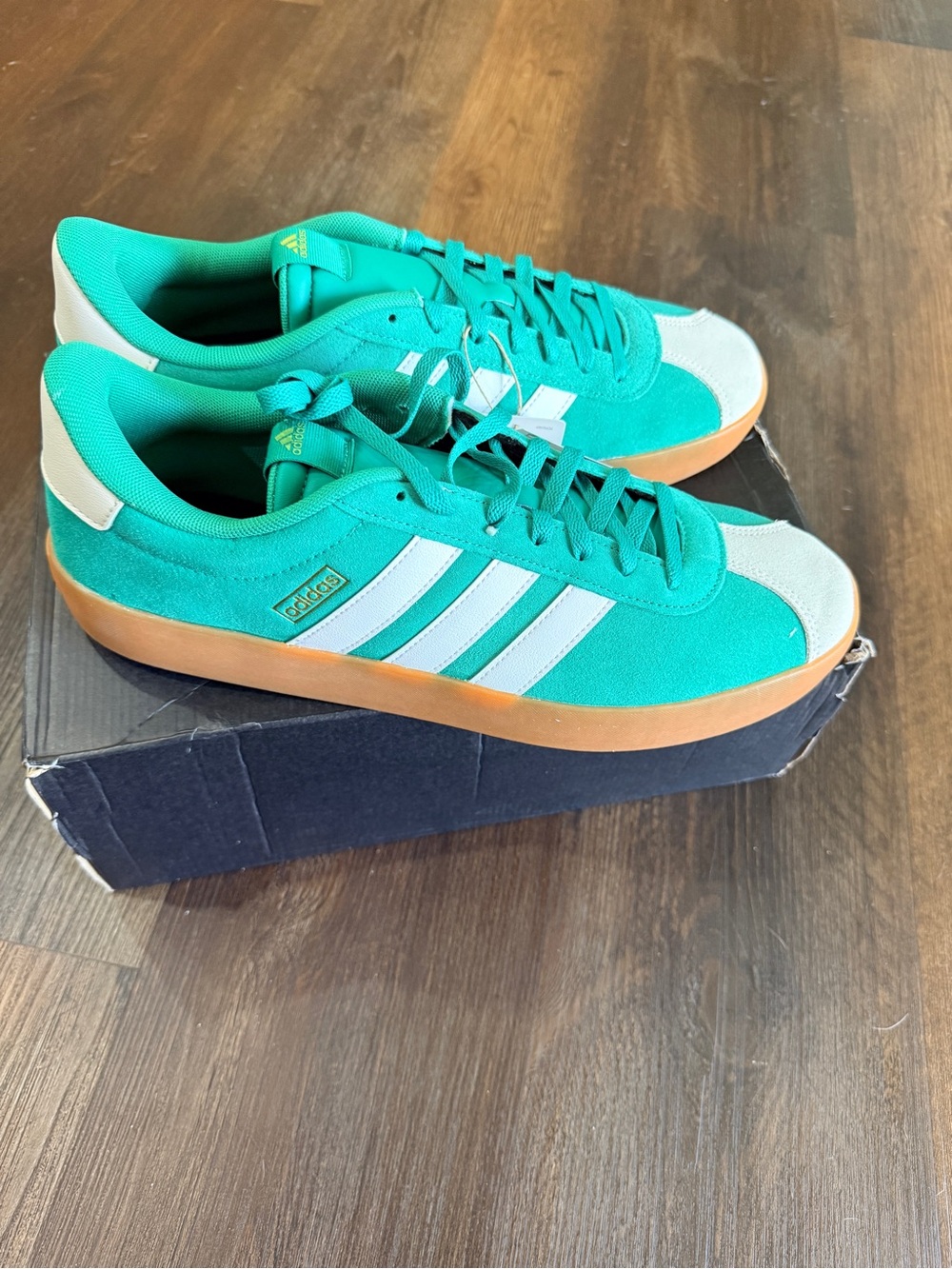 adidas Men’s Teal Suede & Canvas Skate Sneakers with Gum Sole